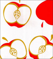 Red Mod Apples on white oilcloth swatch