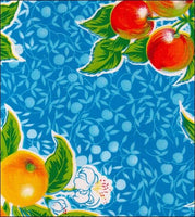 Plums on Blue oilcloth fabric