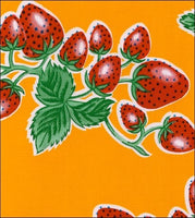 Strawberries on Yellow oilcloth fabric swatch