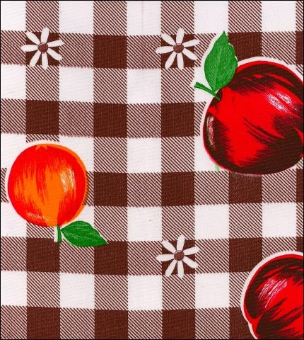 oilcloth by the yard fruit and gingham rootbeer swatch
