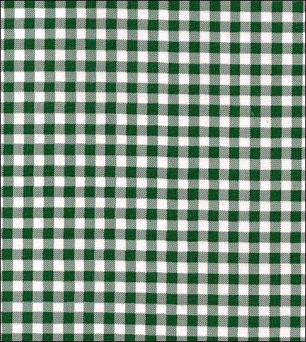 Green gingham check oilcloth fabric