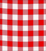 Large Red Gingham Buffalo Check oilcloth fabric swatch