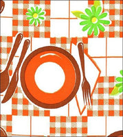 Picnic Brown & Orange oilcloth swatch