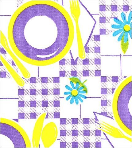 oilcloth by the yard picnic purple and yellow swatch