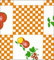 Coffee Pot on Orange Gingham oilcloth