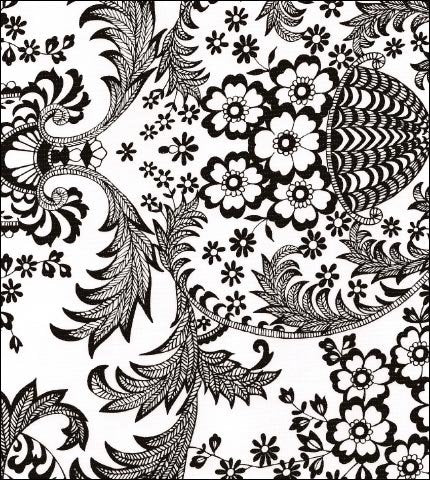 Black Toile on White oilcloth