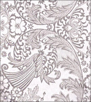 Silver Toile on White oilcloth fabric