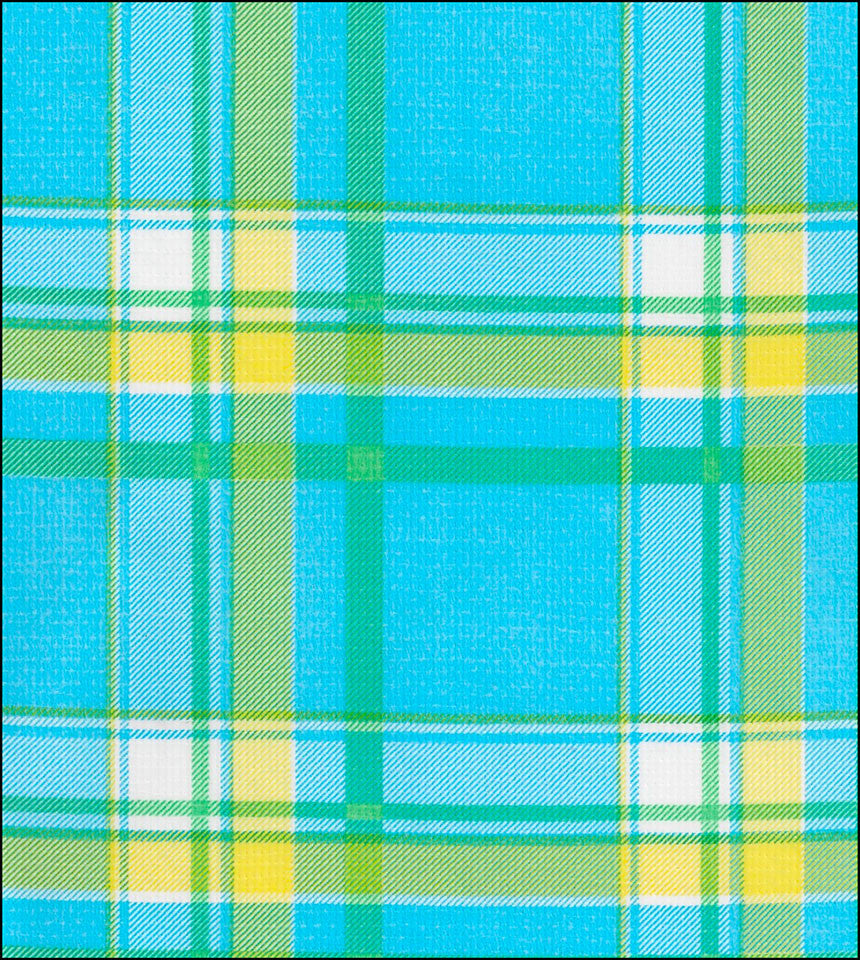 oilcloth by the yard plaid light blue and yellow swatch