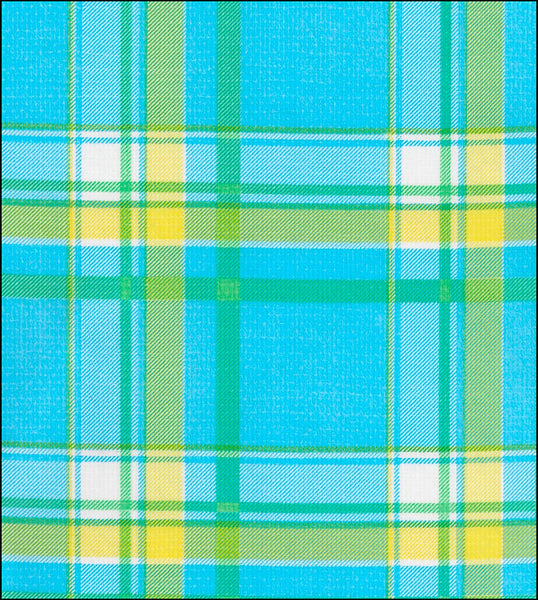 Plaid Light Blue & Yellow oilcloth