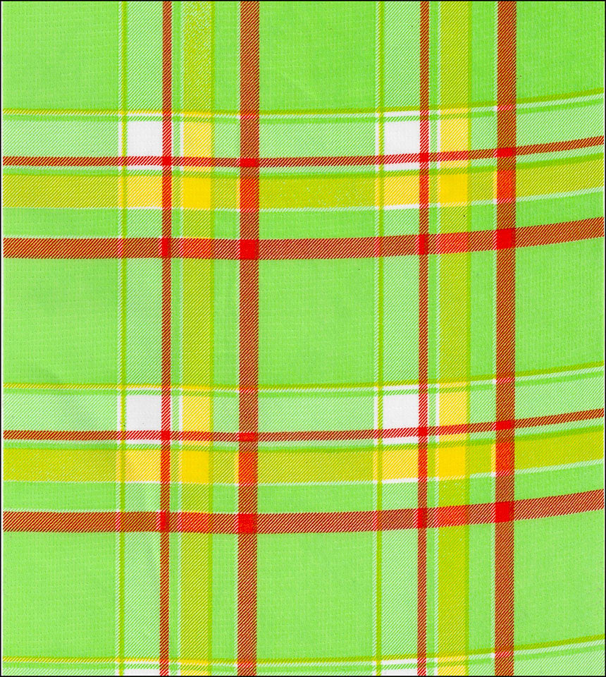 oilcloth by the yard plaid lime and orange swatch