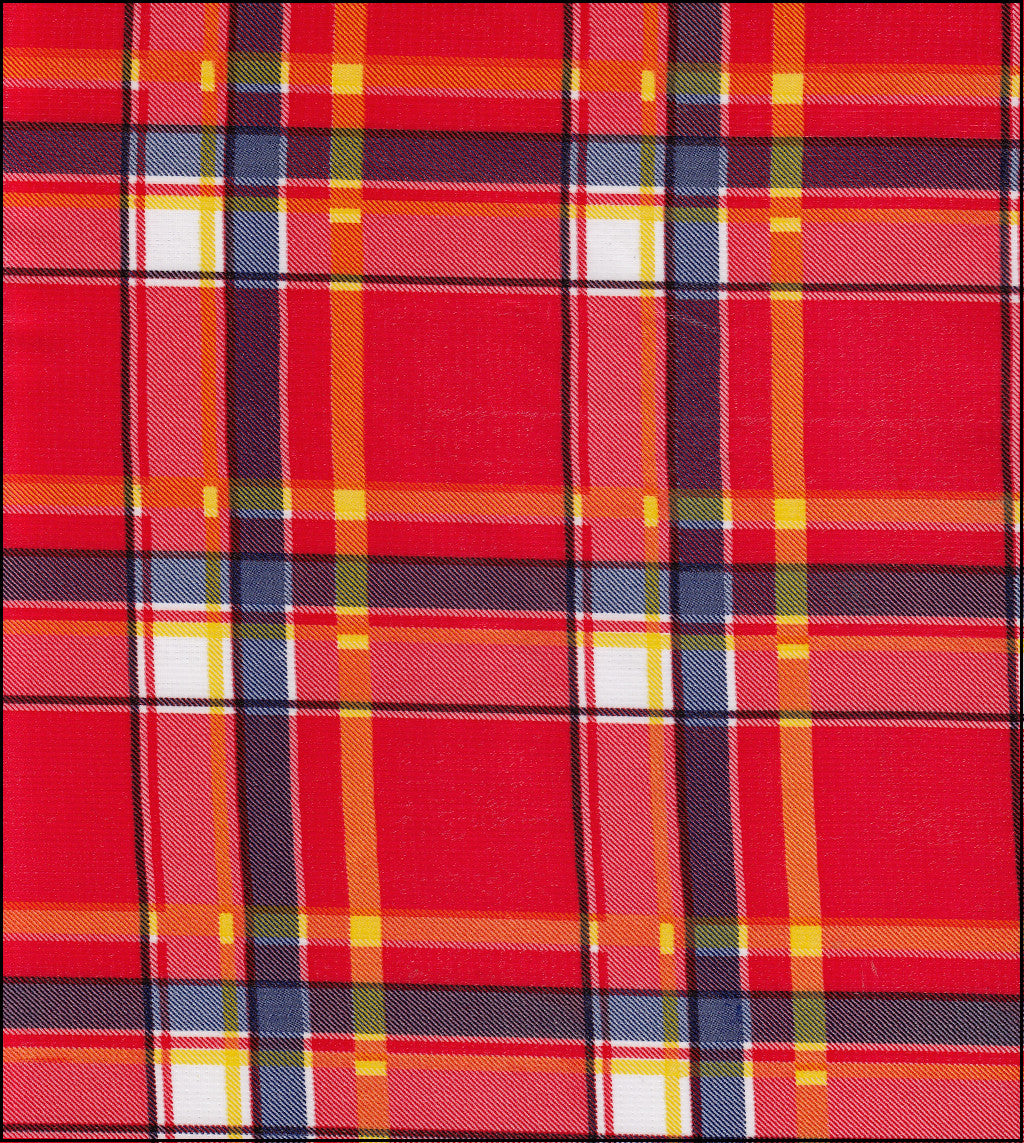 Oilcloth by the yard plaid red swatch