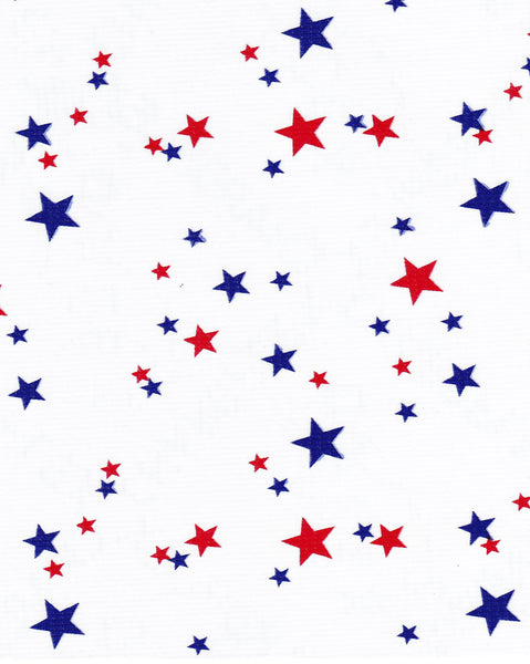 Red and Blue stars on white oilcloth