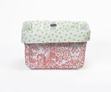 Freckled Sage Oilcloth Bike Bag Orange Toile with Dot Lime