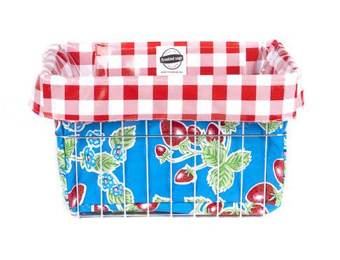 freckled sage strawberry light blue bike bag