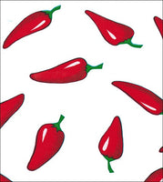 Red Chilies on White oilcloth swatch