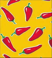 Red Chilies on Yellow oilcloth swatch