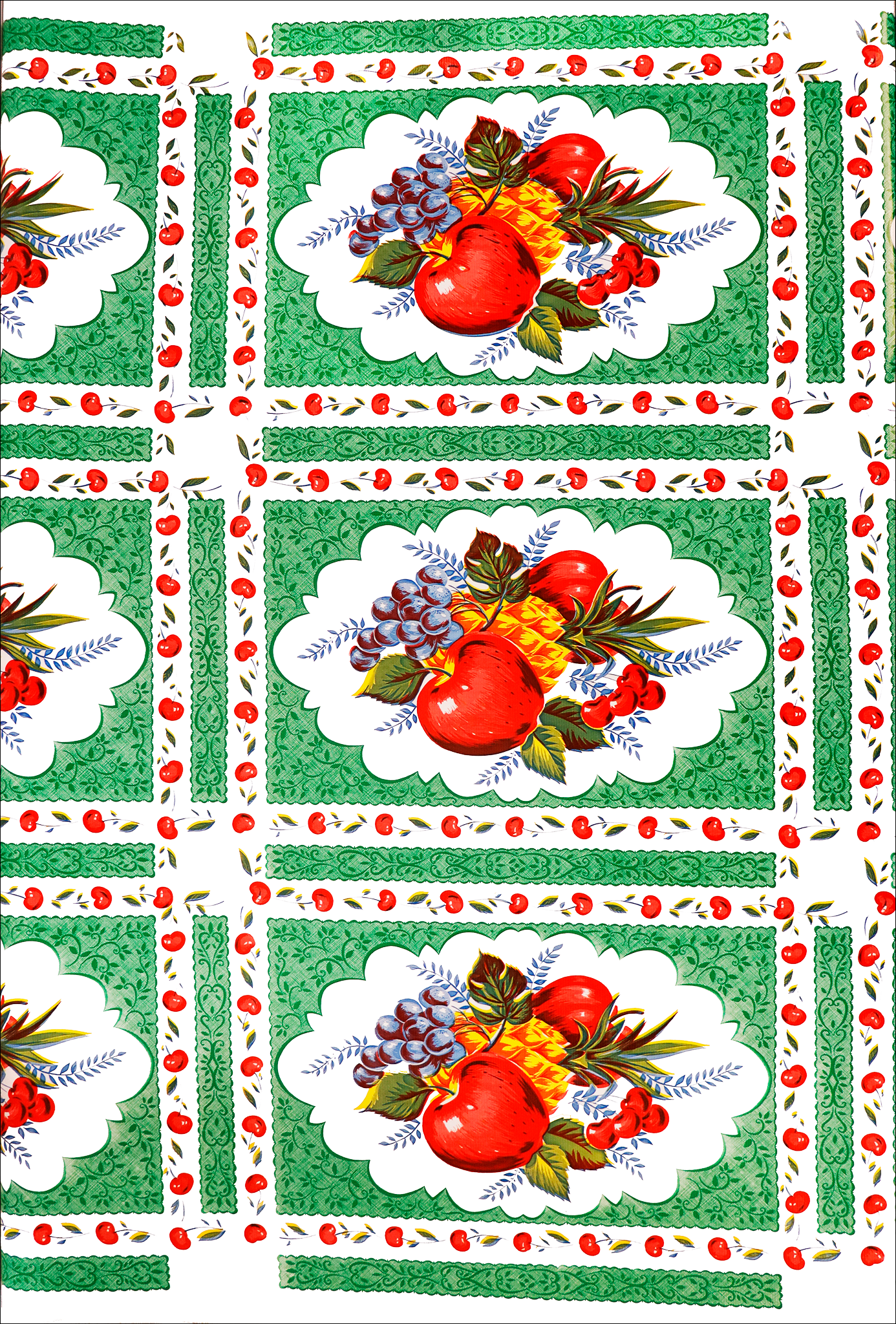 oilcloth by the yard country apple green swatch