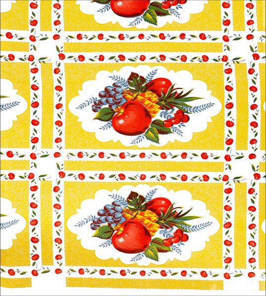  Country Apples with Yellow oilcloth swatch