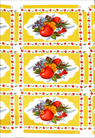 Country Apples with Yellow  oilcloth fabric top to bottom