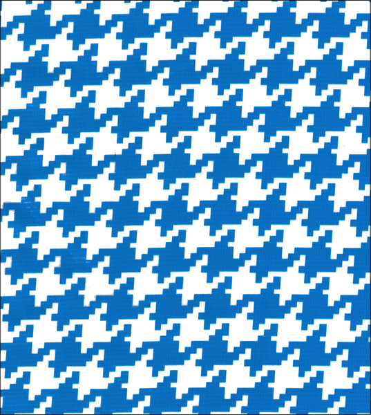 Blue Houndstooth oilcloth fabric swatch