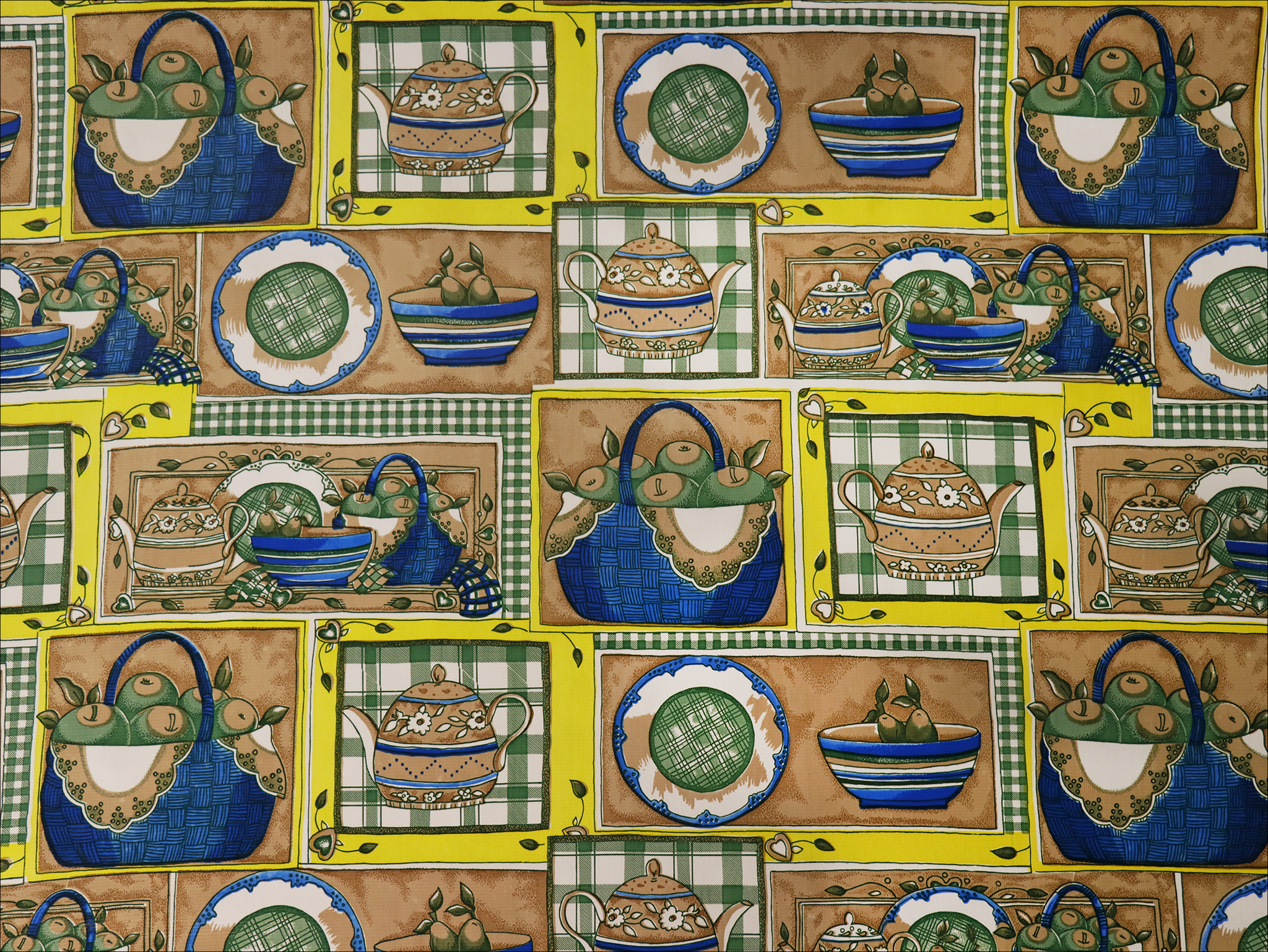 oilcloth by the yard kitchen hunter green and yellow swatch 2