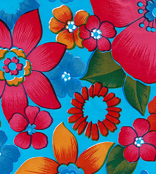 Betty's Bunch Light Blue oilcloth Fabric Swatch