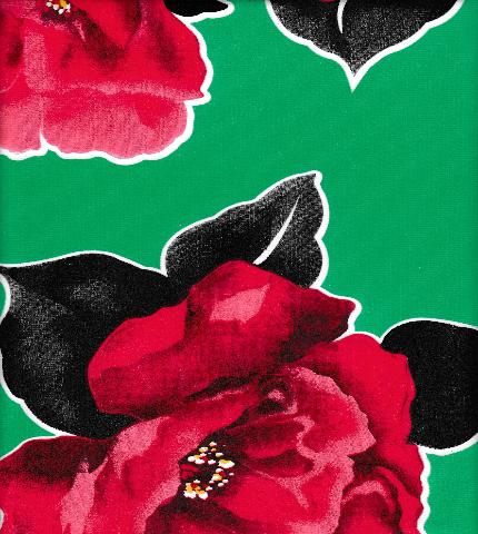 Gardenias on Green oilcloth