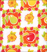 Pears and Apples on Orange oilcloth