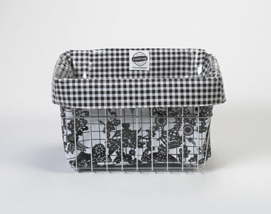 Freckled Sage Oilcloth Day of the Dead black on white bike bag 1