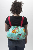 Freckled Sage Oilcloth Bike Bag Rose & Grid Aqua