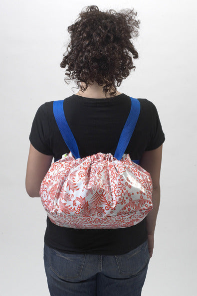Freckled Sage Oilcloth Toile Orange bike bag 2