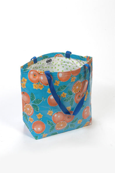 Freckled Sage Oranges light blue market bag