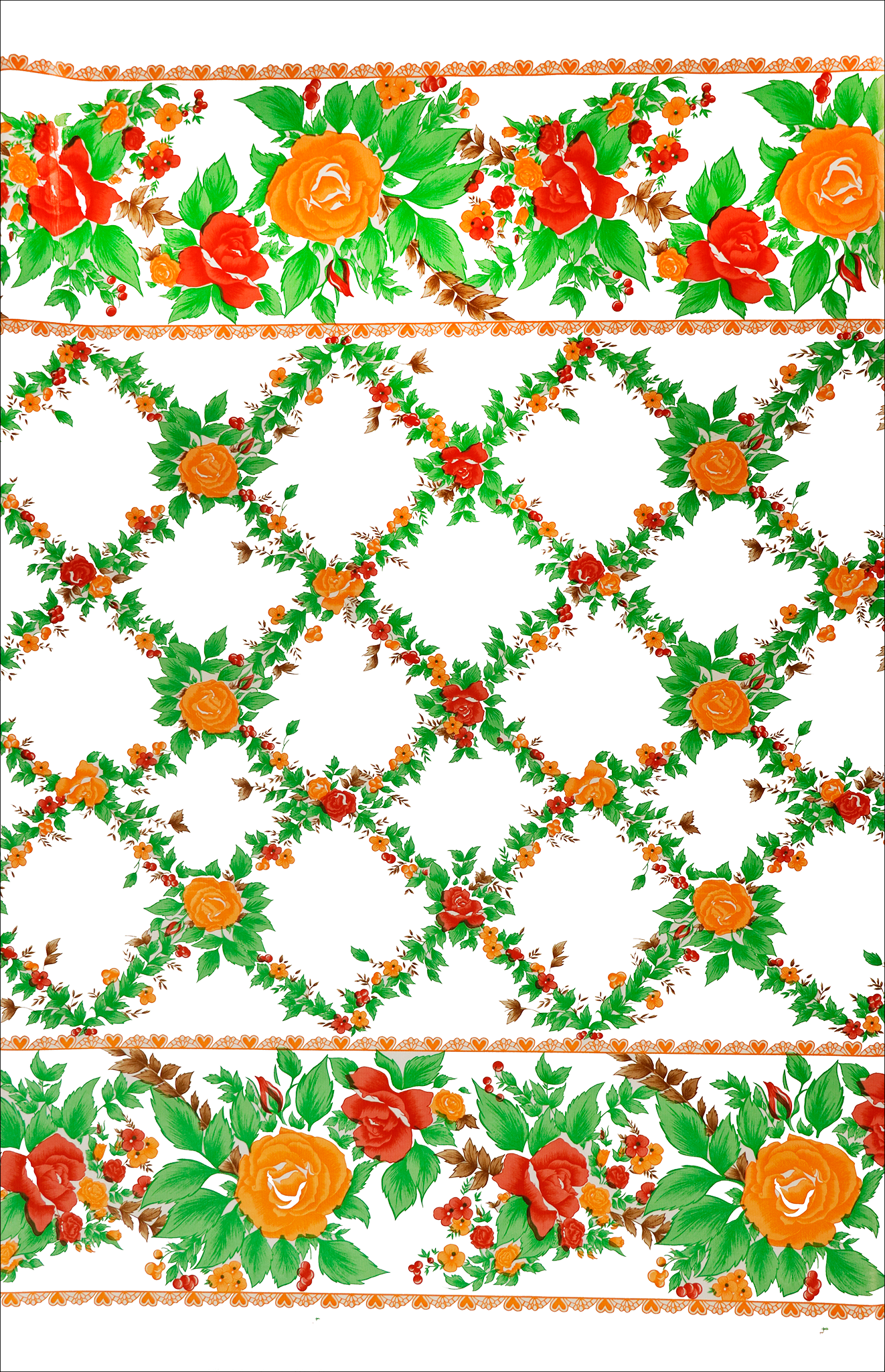 oilcloth by the yard rose vine orange swatch 1
