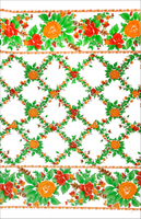 Orange Rose Vine on white oilcloth full swatch