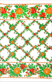 Orange Rose Vine on white oilcloth full swatch