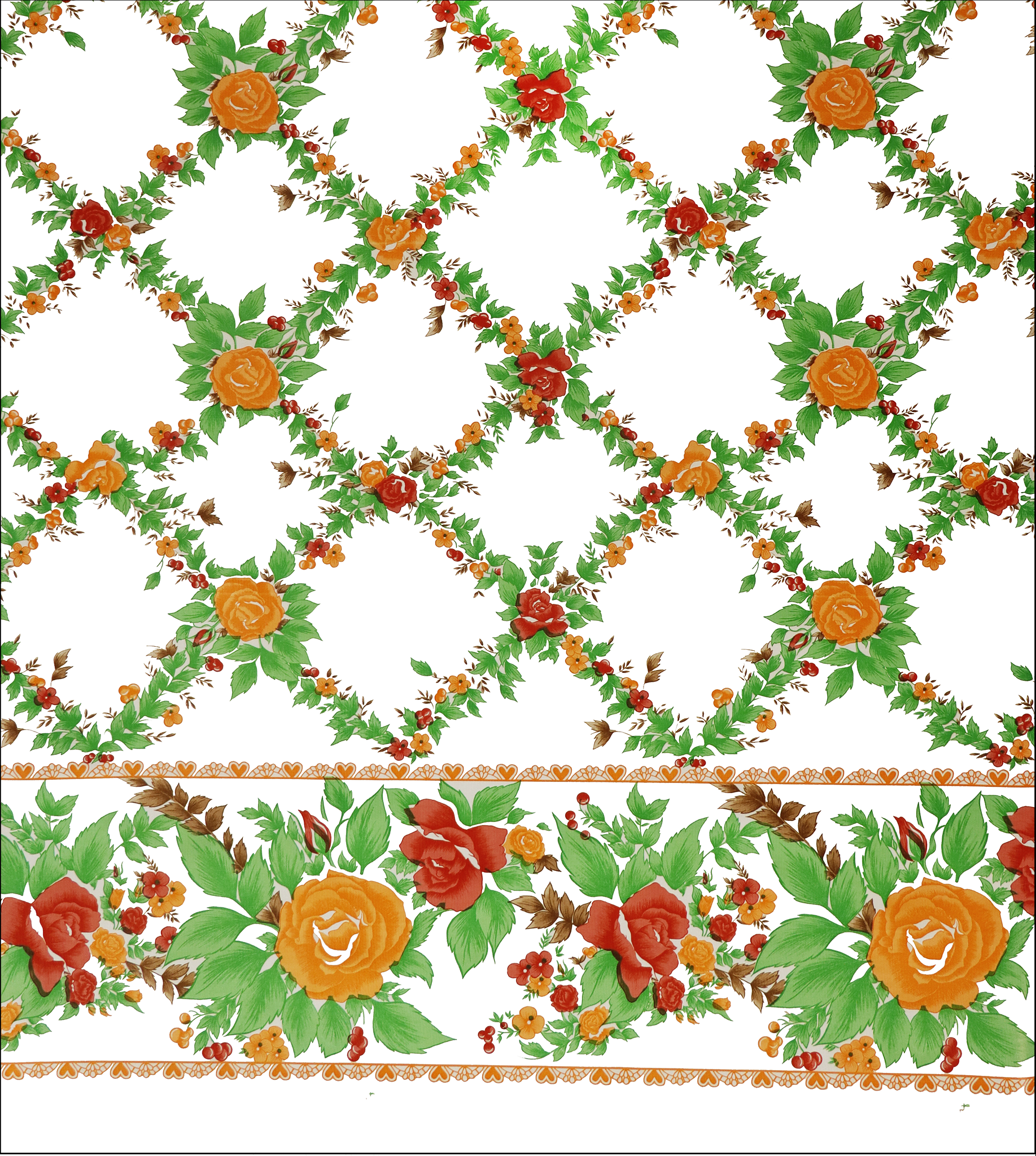 oilcloth by the yard rose vine orange swatch 2