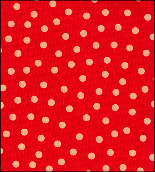 Tan Dot on solid Red oilcloth fabric