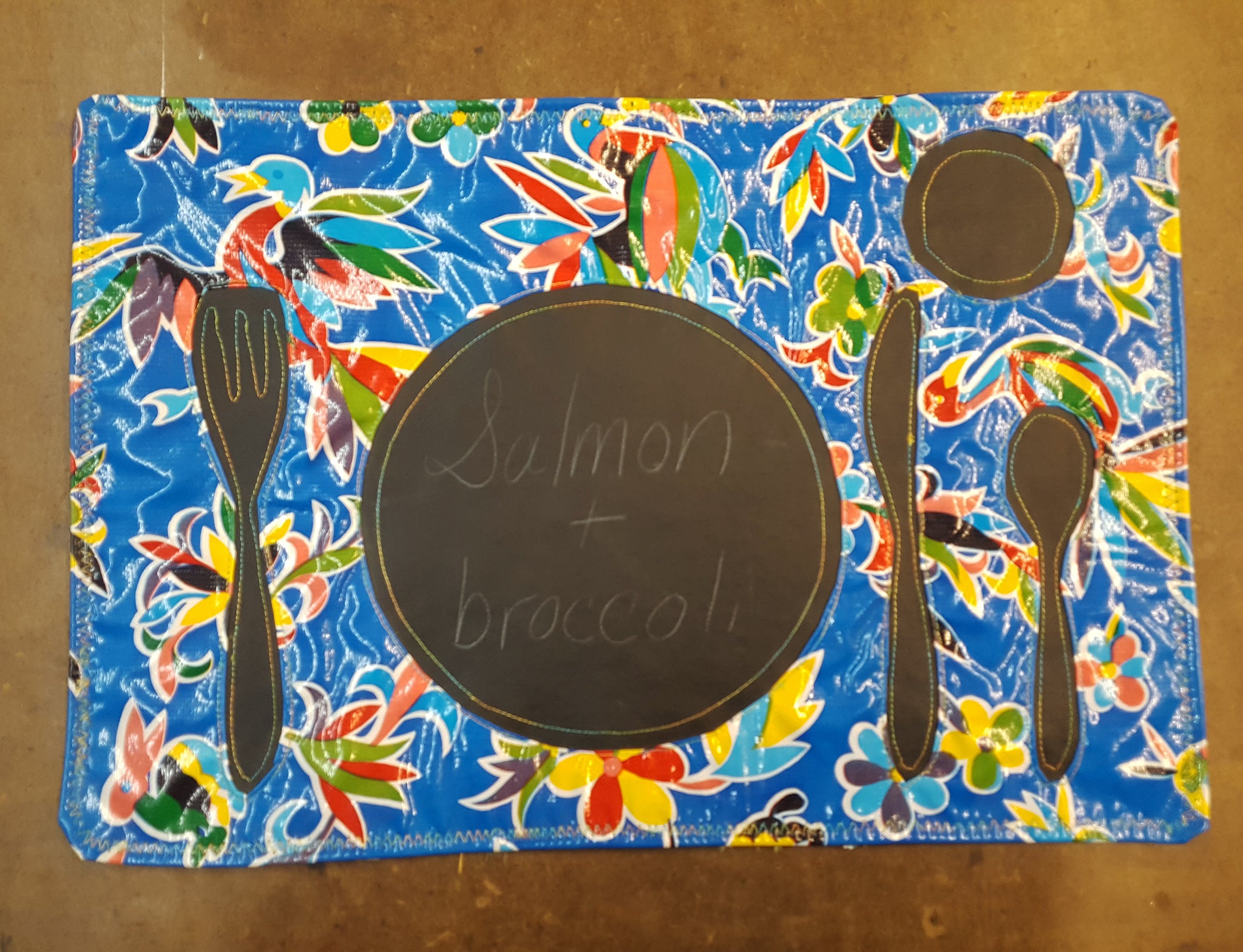 Oilcloth by the yard what's for dinner pattern finished product