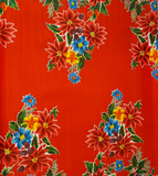 Christmas Poinsettias on Red oilcloth